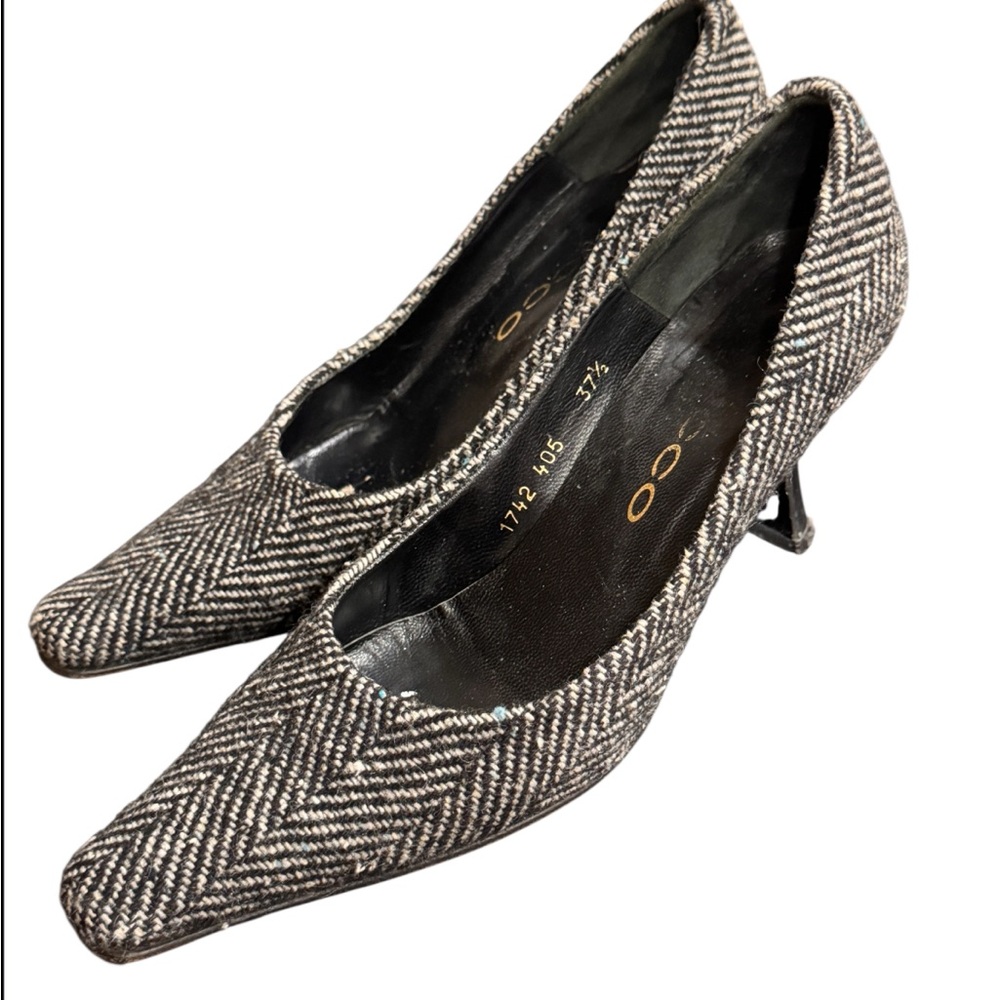 Chic vintage herringbone Women's pointed Heels size 37.5
